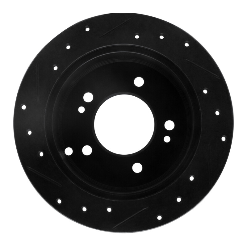 Hyundai Tucson Brake Rotor (1) - Rear Right - R1 Concepts - Drilled & Slotted - Black - `01-`10